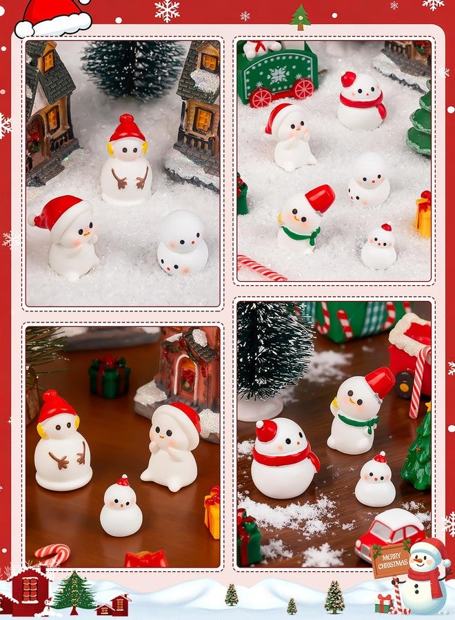 LHSYFBZ 36Pcs Mini Snowman Figurines, Christmas Tiny Resin Snowmen with Hat for DIY Xmas Party Garden Dollhouse Decoration - Image 3